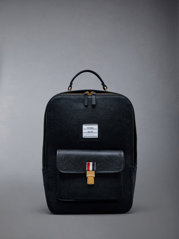 black leather school backpack Pebble Grain Leather School Backpack