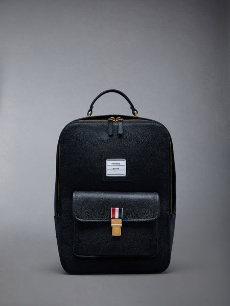 Pebble Grain Leather School Backpack BLACK
