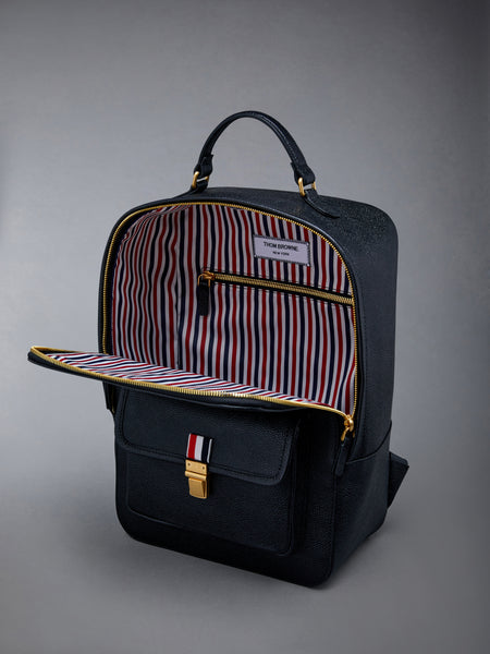 Pebble Grain Leather School Backpack BLACK