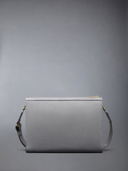 SOFT PEBBLE GRAIN 4-BAR CROSSBODY DOCUMENT HOLDER LIGHT GREY