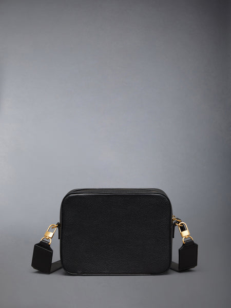 SOFT PEBBLE GRAIN 4-BAR SMALL CAMERA BAG BLACK