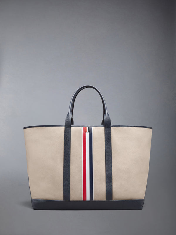 RWB STRIPE OVERSIZED TOOL TOTE IN SALT AND PEPPER COTTON CANVAS - featured image