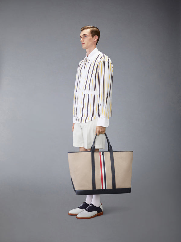 RWB STRIPE OVERSIZED TOOL TOTE IN SALT AND PEPPER COTTON CANVAS - image 4