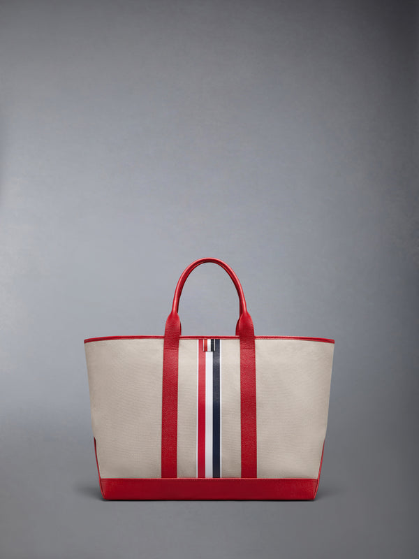 RWB STRIPE MEDIUM TOOL TOTE IN SALT AND PEPPER COTTON CANVAS - featured image