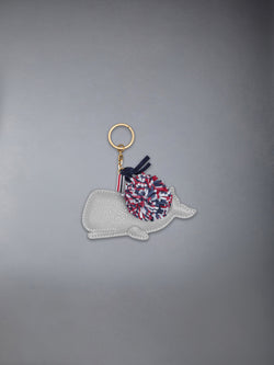 PEBBLE GRAIN LEATHER RWB-POM POM WHALE KEYRING