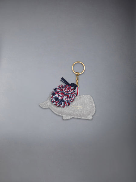 PEBBLE GRAIN LEATHER RWB-POM POM WHALE KEYRING