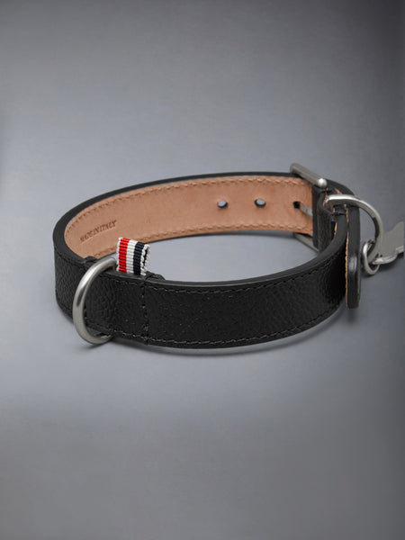 HECTOR BROWNE PEBBLE GRAIN BONE TAG DOG COLLAR BLACK