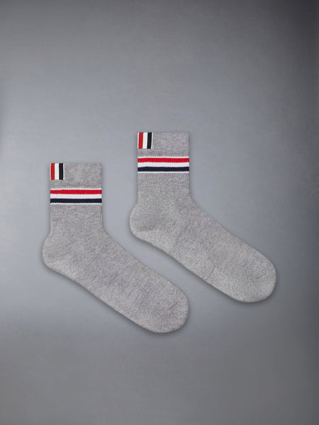 RWB STRIPE ATHLETIC ANKLE SOCKS LT GREY