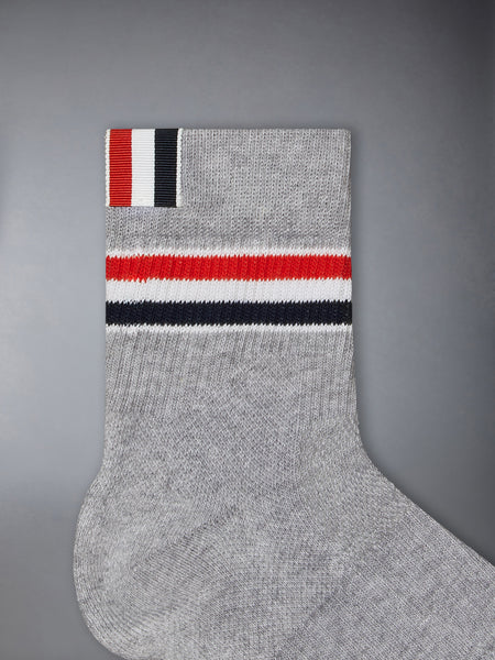 RWB STRIPE ATHLETIC ANKLE SOCKS LT GREY