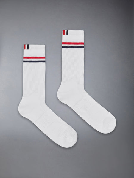 RWB STRIPE ATHLETIC MID CALF SOCKS WHITE