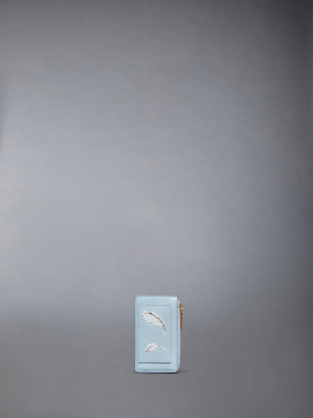 FEATHER PRINT PEBBLE GRAIN COIN CARD HOLDER