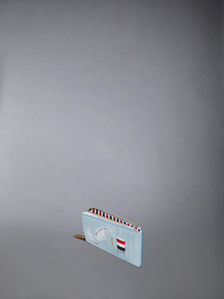 FEATHER PRINT PEBBLE GRAIN COIN CARD HOLDER