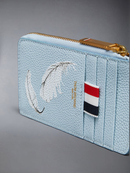 FEATHER PRINT PEBBLE GRAIN COIN CARD HOLDER