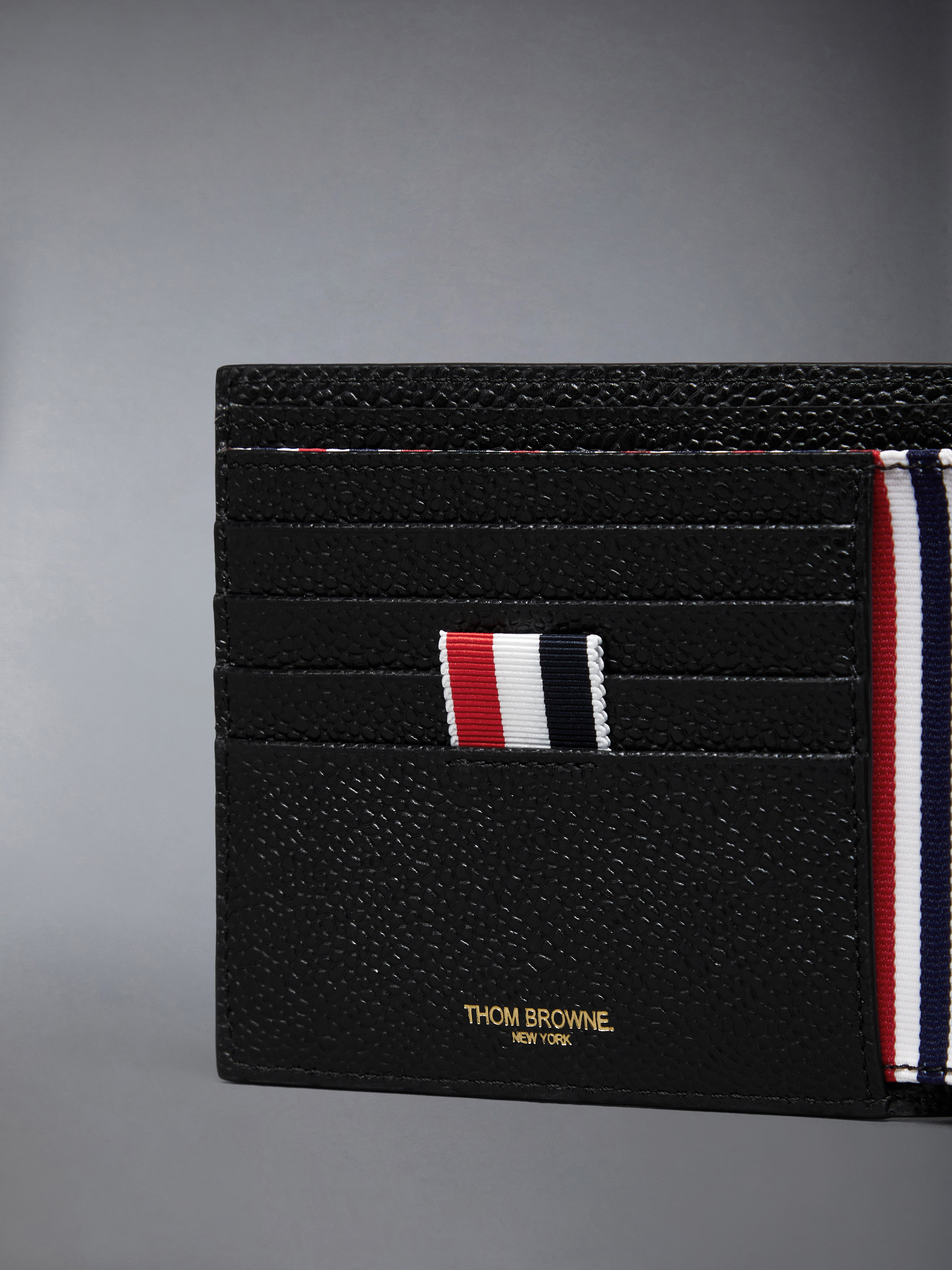 【THOM BROWNE】◆RWB Tab Pebble Grain Fold Card Wallet◆ THOM BROWNE】◇RWB Tab Pebble Grain Fold Card Wallet◇