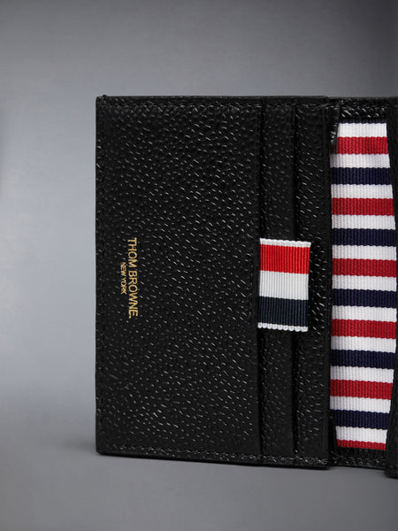 PEBBLE GRAIN GOOSE EMBROIDERY DOUBLE CARD HOLDER