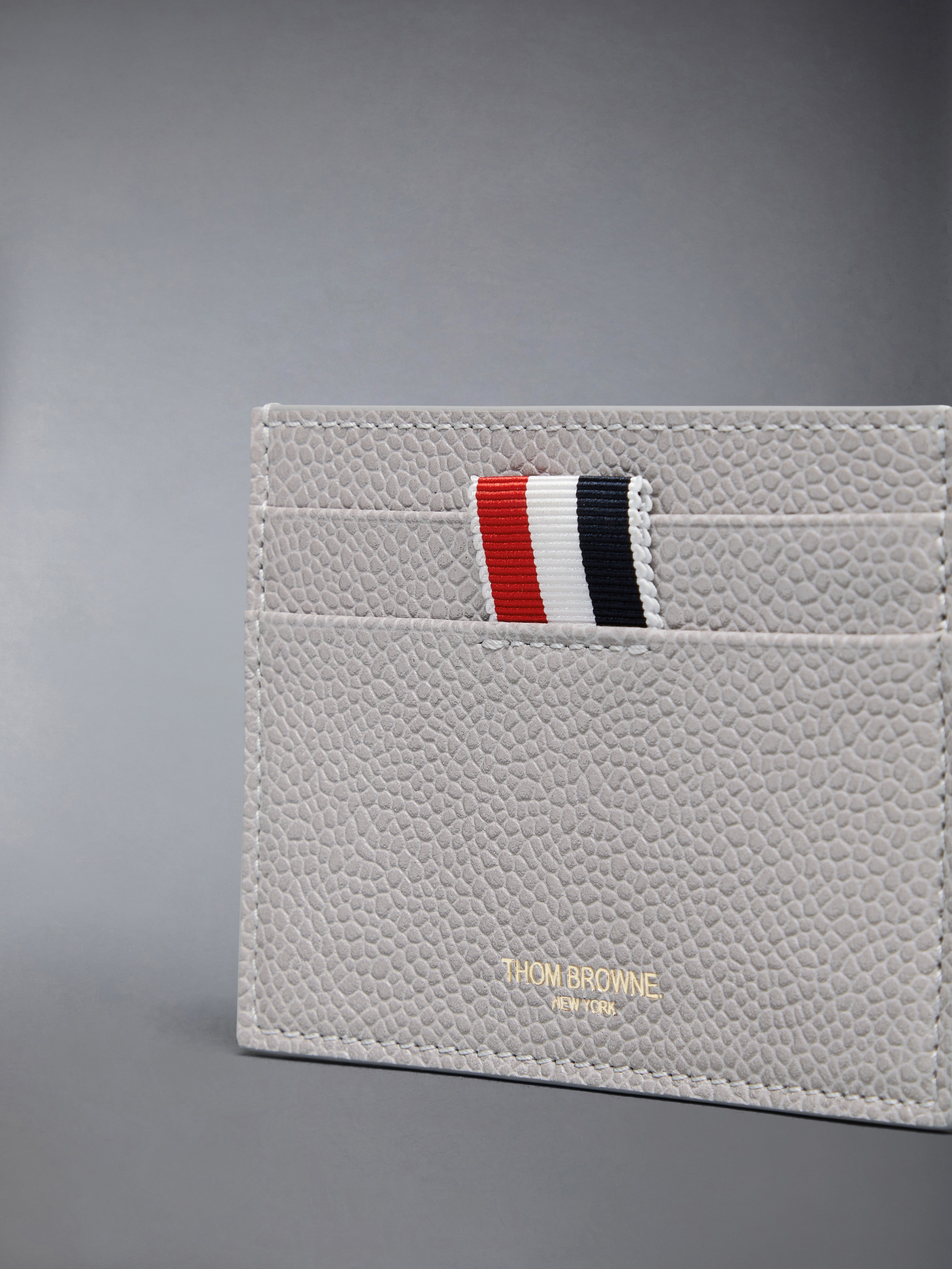 Pebble Grain 4-Bar Single Card Holder | Thom Browne