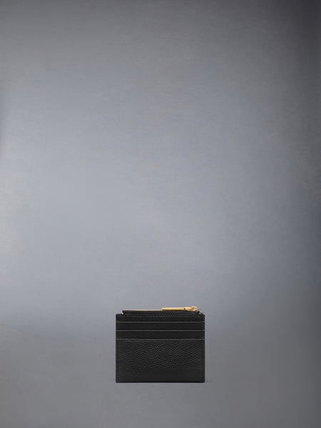 SOFT PEBBLE GRAIN ZIP TOP CARD HOLDER BLACK