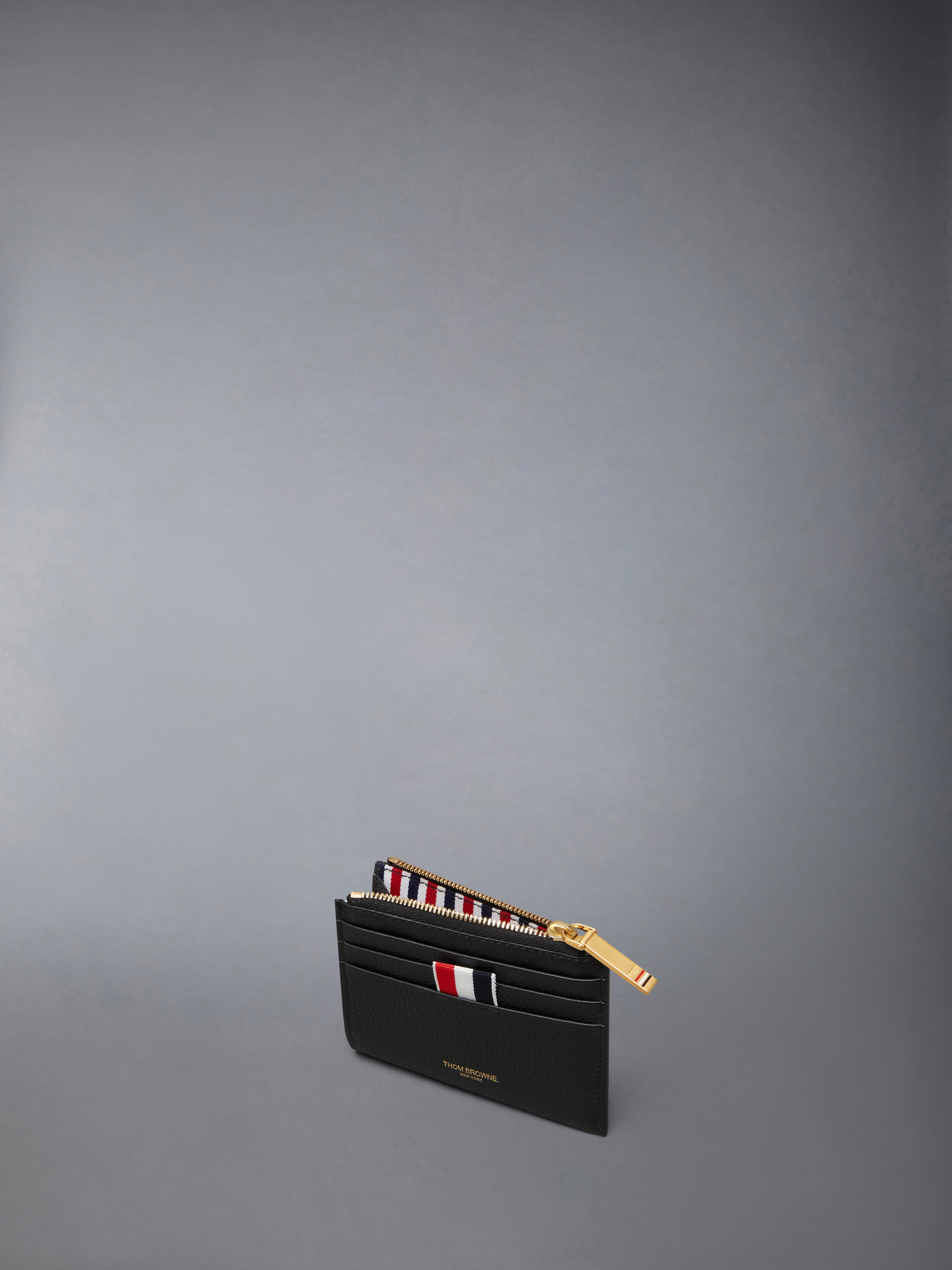 Soft Pebble Grain Zip Top Card Holder | Thom Browne