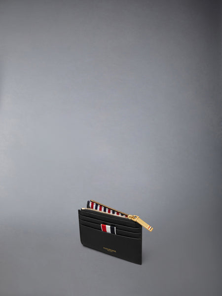 SOFT PEBBLE GRAIN ZIP TOP CARD HOLDER BLACK
