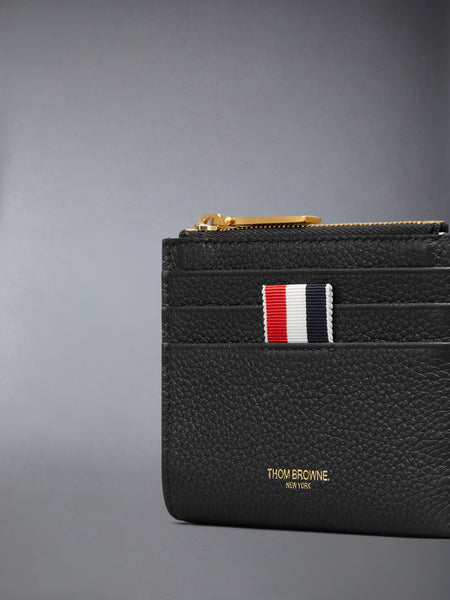 SOFT PEBBLE GRAIN ZIP TOP CARD HOLDER BLACK