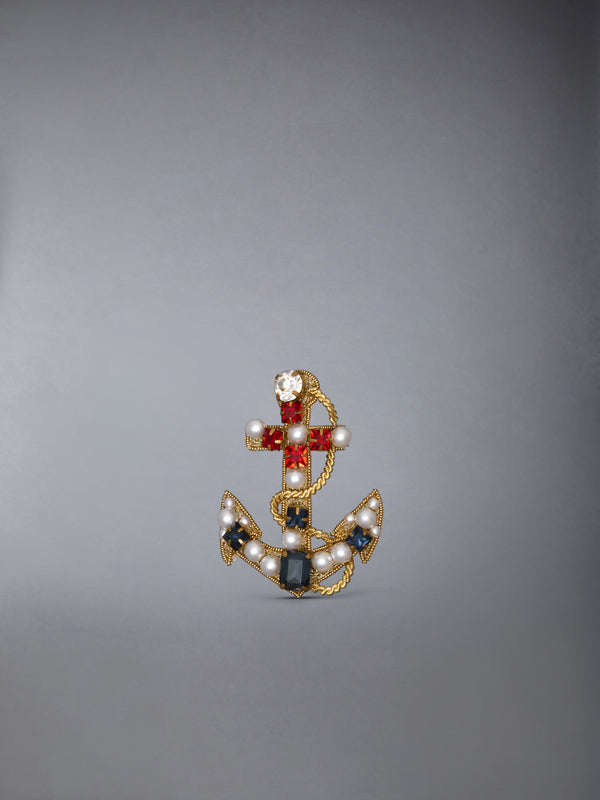 PEARL AND CRYSTAL EMBROIDERY ANCHOR BROOCH - featured image