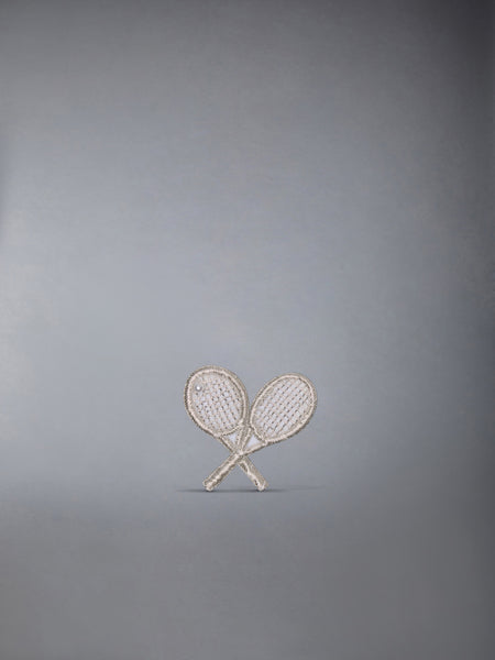 PEARL AND BULLION EMBROIDERY TENNIS RACQUET BROOCH SILVER