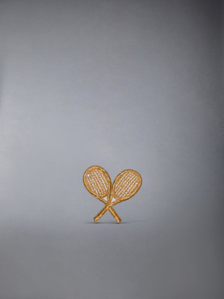 PEARL AND BULLION EMBROIDERY TENNIS RACQUET BROOCH GOLD