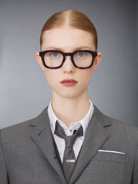 ACETATE RECTANGULAR EYEGLASSES MED BROWN