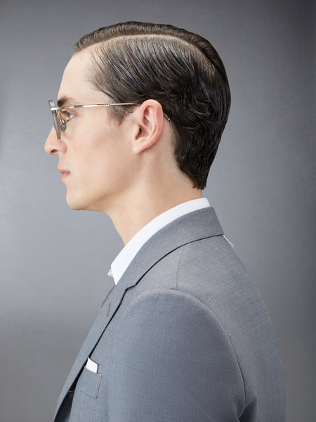 ACETATE AND TITANIUM ROUND EYEGLASSES LIGHT GREY