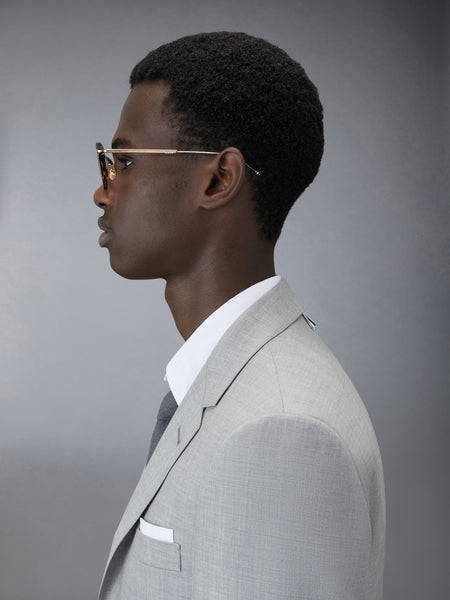 ACETATE AND TITANIUM RECTANGULAR EYEGLASSES DARK BROWN