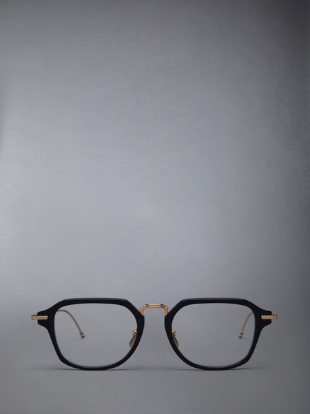 ACETATE AND TITANIUM RECTANGULAR EYEGLASSES NAVY
