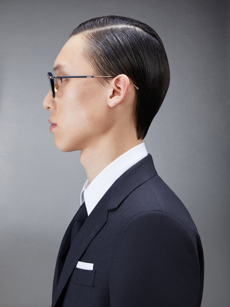 ACETATE AND TITANIUM RECTANGULAR EYEGLASSES NAVY
