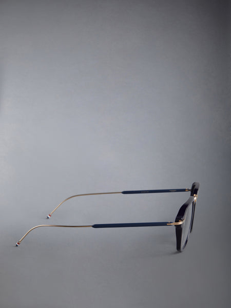 ACETATE AND TITANIUM RECTANGULAR EYEGLASSES NAVY