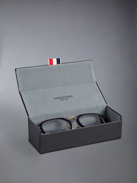 ACETATE AND TITANIUM RECTANGULAR EYEGLASSES NAVY