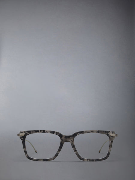 ACETATE AND TITANIUM RECTANGULAR EYEGLASSES DARK GREY