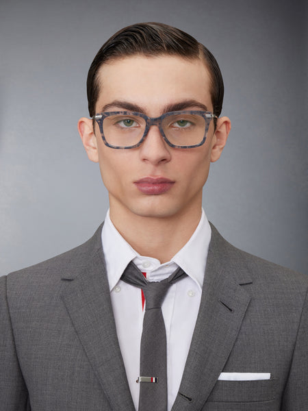ACETATE AND TITANIUM RECTANGULAR EYEGLASSES DARK GREY