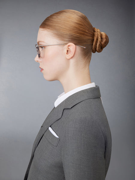 ACETATE AND TITANIUM RECTANGULAR EYEGLASSES DARK GREY