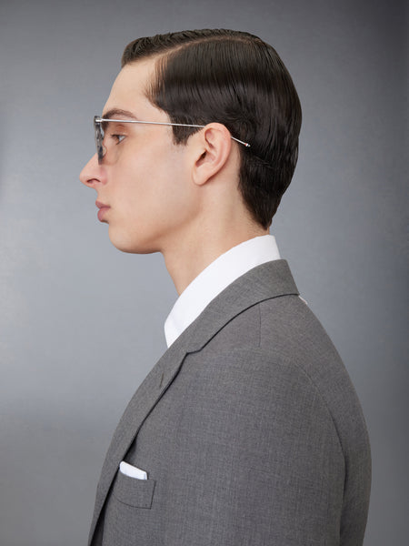 ACETATE AND TITANIUM RECTANGULAR EYEGLASSES DARK GREY