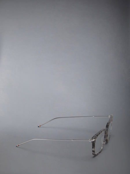 ACETATE AND TITANIUM RECTANGULAR EYEGLASSES DARK GREY