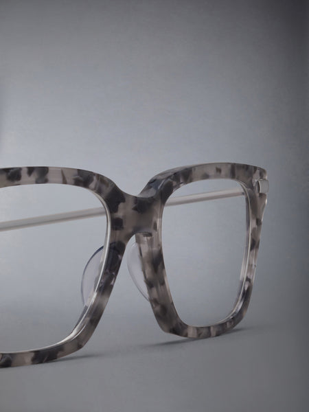 ACETATE AND TITANIUM RECTANGULAR EYEGLASSES DARK GREY
