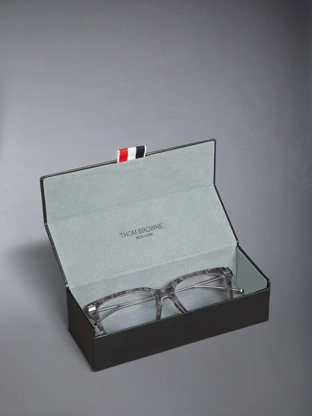 ACETATE AND TITANIUM RECTANGULAR EYEGLASSES DARK GREY
