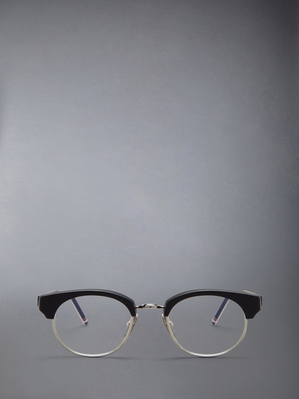 ACETATE AND TITANIUM OVAL EYEGLASSES