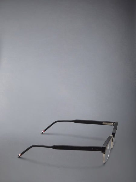 ACETATE AND TITANIUM OVAL EYEGLASSES
