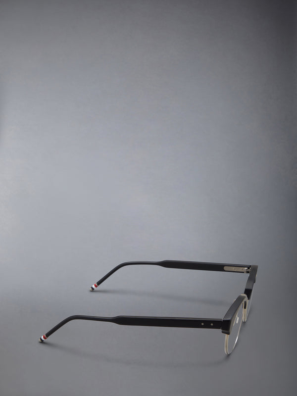 ACETATE AND TITANIUM OVAL EYEGLASSES