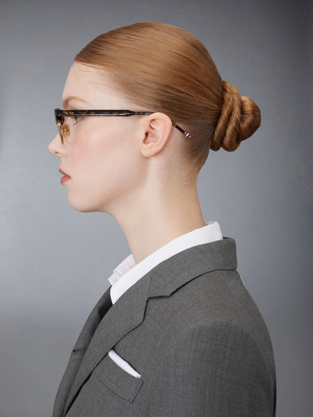ACETATE AND TITANIUM OVAL EYEGLASSES