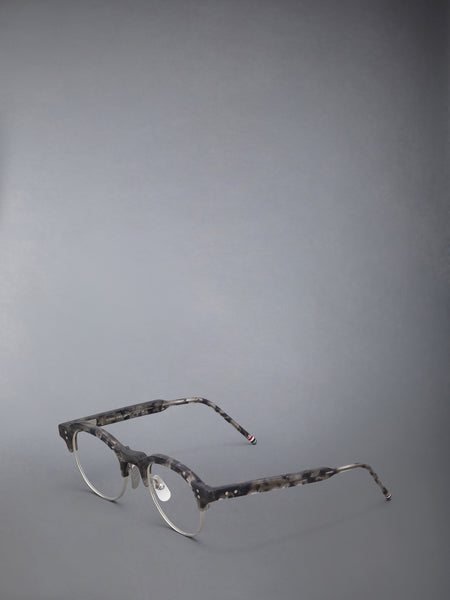 TORTOISE ACETATE AND TITANIUM OVAL EYEGLASSES DARK GREY