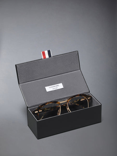 ACETATE AND TITANIUM PILOT EYEGLASSES DARK BROWN