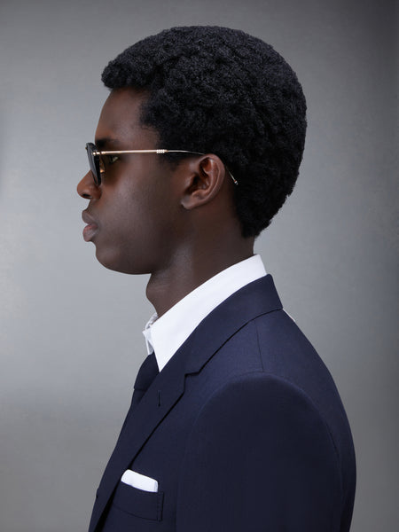 ACETATE AND TITANIUM RECTANGULAR SUNGLASSES BLACK