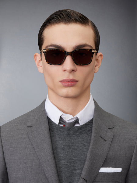 아세테이트 앤 티타늄 렉텡귤러 선글라스 다크 브라운