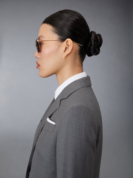 아세테이트 앤 티타늄 렉텡귤러 선글라스 다크 브라운